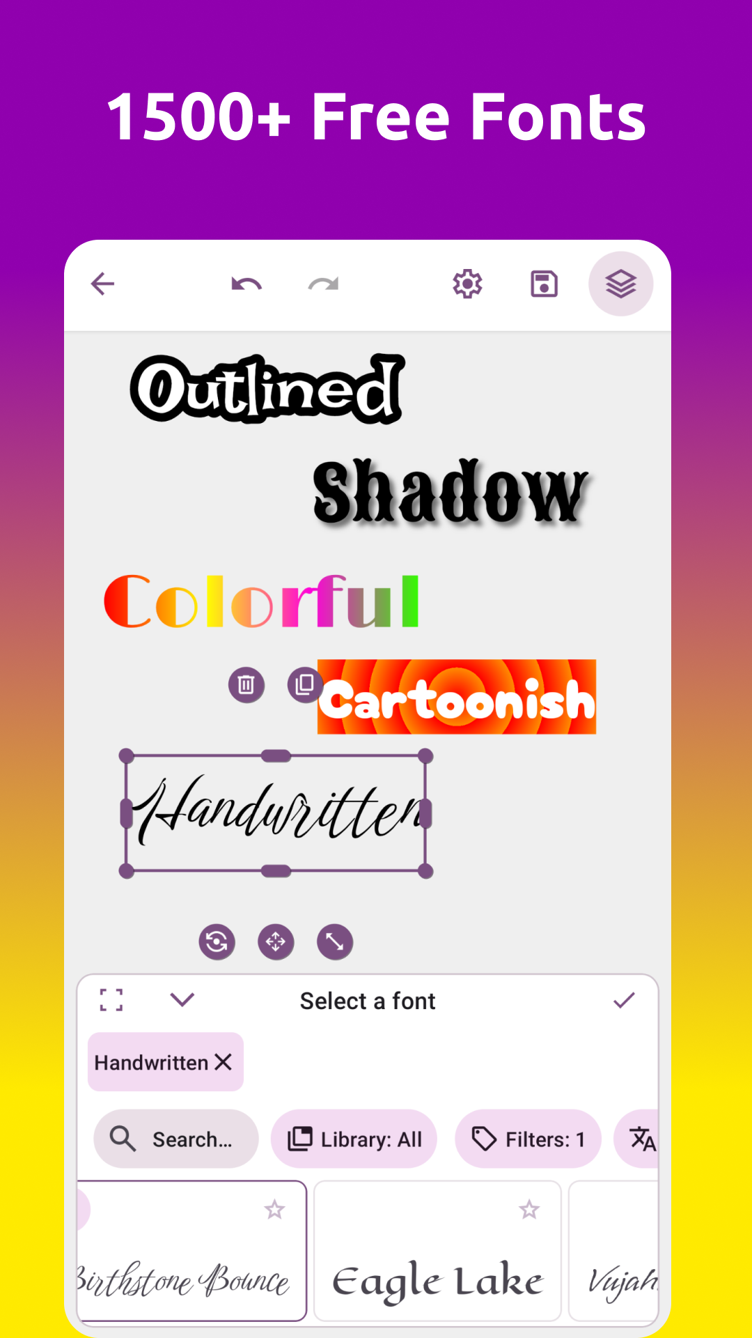 Grafika screenshot showing font selection