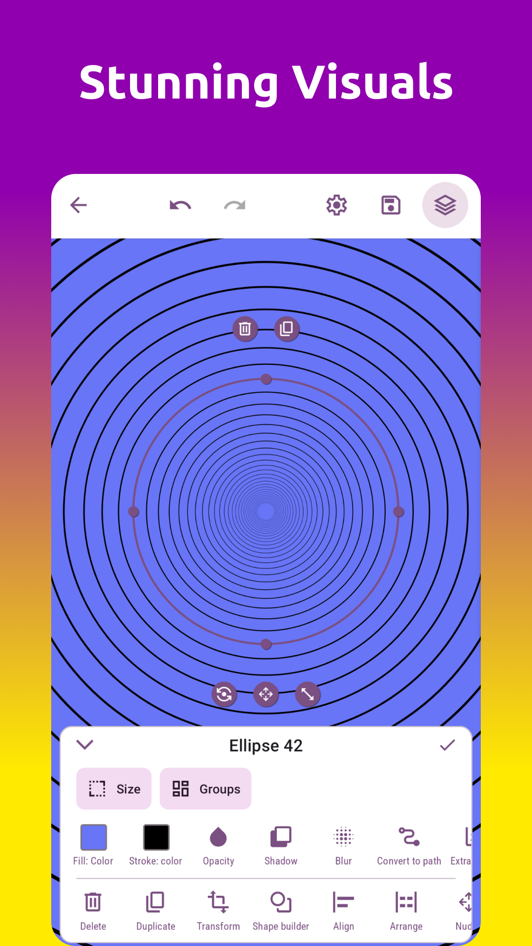 Grafika screenshot showing visual design editing