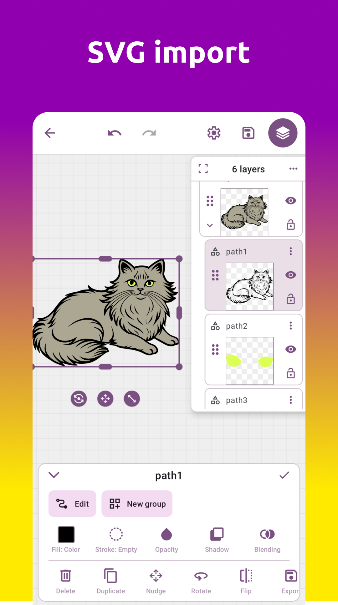 Grafika screenshot showing SVG import