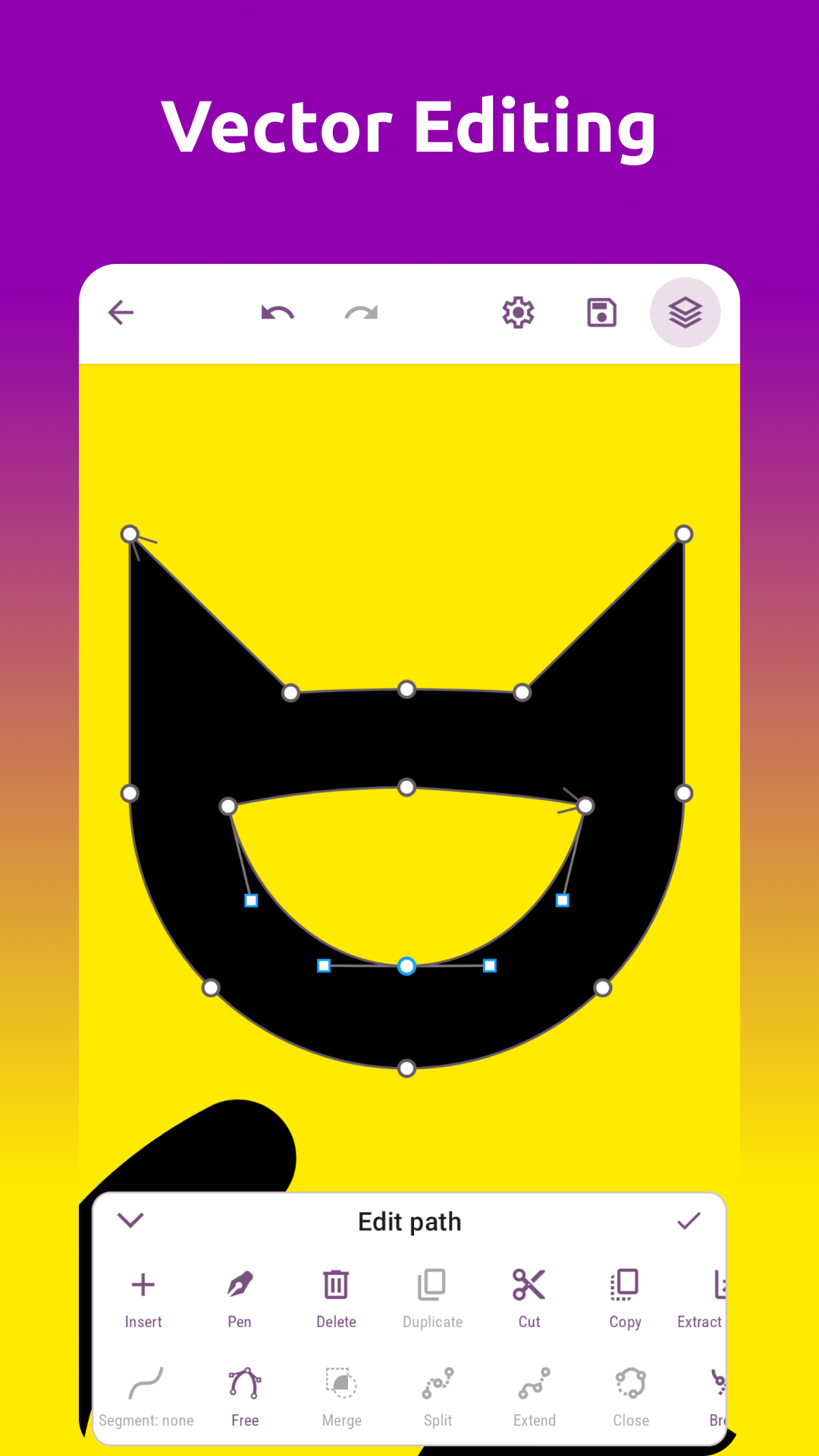 Grafika screenshot showing vector editing tools